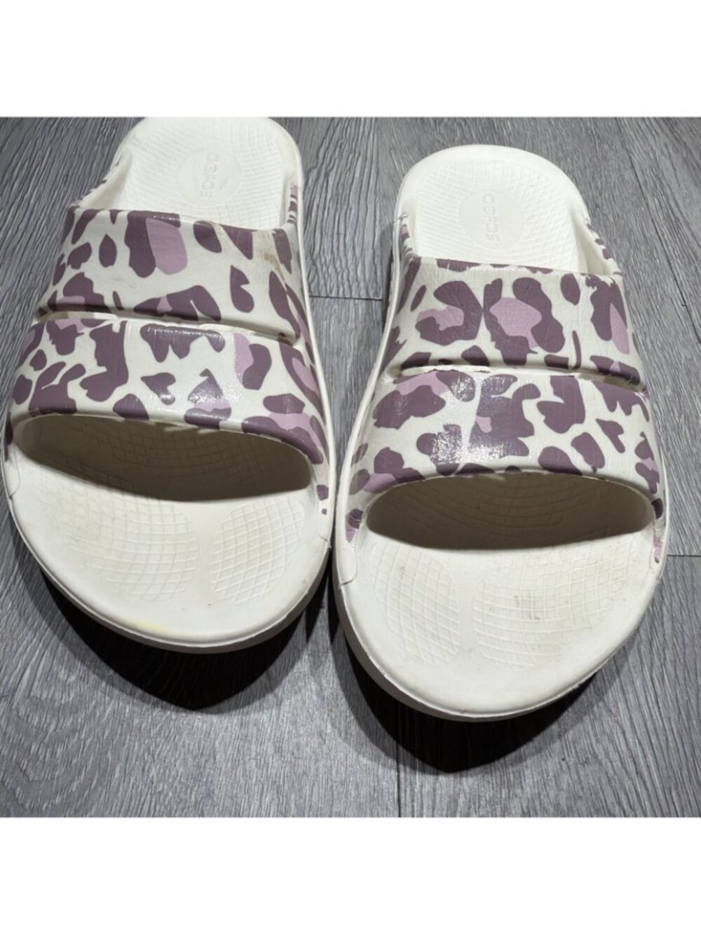 Oofos Ooah Rose Leopard Comfort Sport Recovery Pink Sandal Slide Sz 10 - Picture 9 of 11